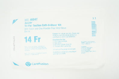 CareFusion 4694T AirLife Tri-Flo Suction Cath-N-Glove Kit 14Fr